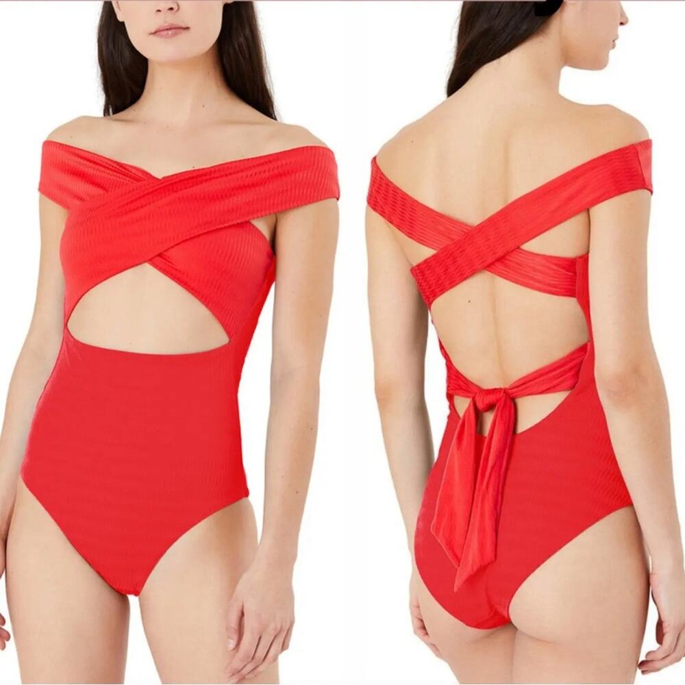 Onia Cindy one piece cross straps size XL color lollipop